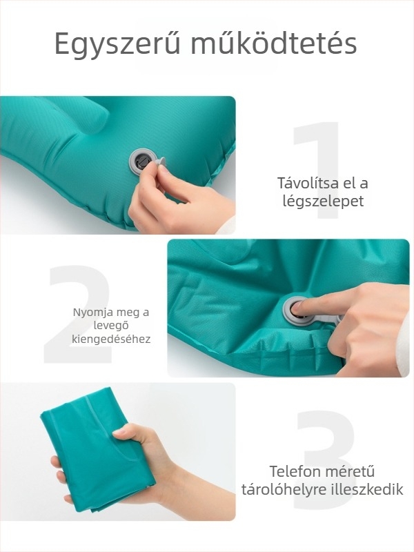 CLS felfújható párna kempingezéshez – párna 43×28.5×12 cm; fejrésznél 45×32 cm