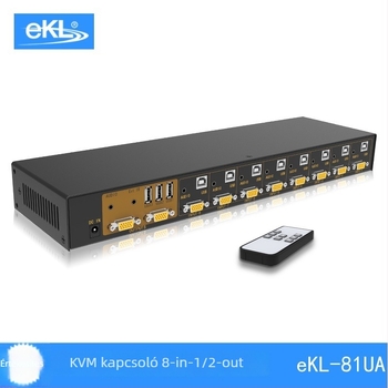 eKL-81UA 8-portos KVM kapcsoló távirányítással, több váltási móddal és hangtámogatással