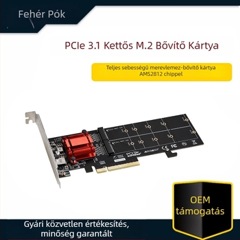 PCIe 3.1 x8 Dual M.2 NVMe bővítő kártya ASM18