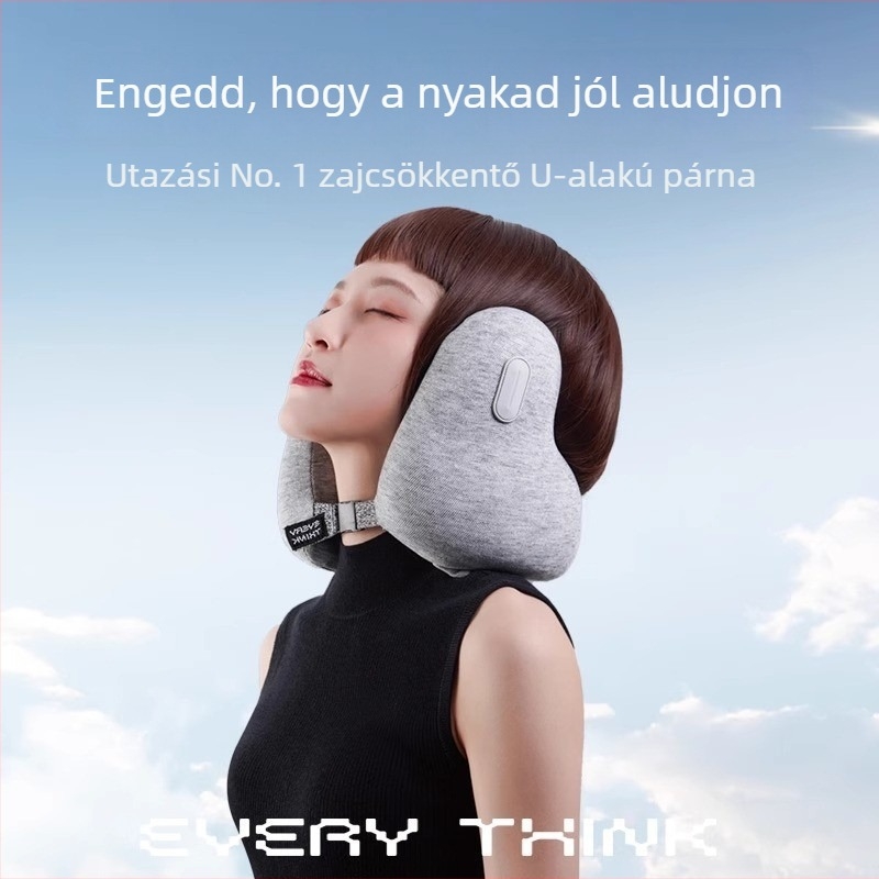 EVERYTHINK Sleep Hole E2 memóriahabos U-alakú nyakpárna utazáshoz, huzat poliészterrostos