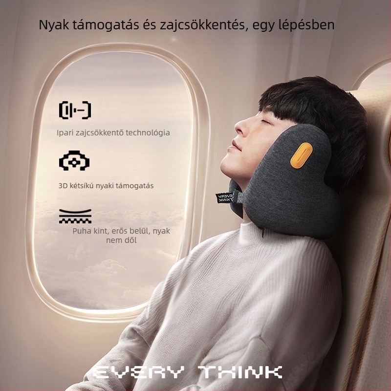 EVERYTHINK Sleep Hole E2 memóriahabos U-alakú nyakpárna utazáshoz, huzat poliészterrostos