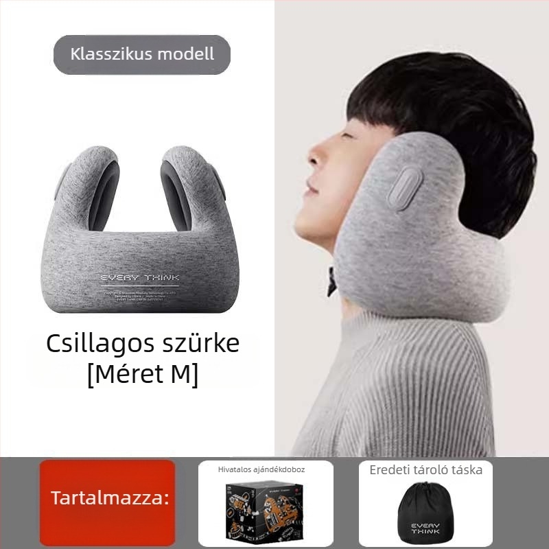 EVERYTHINK Sleep Hole E2 memóriahabos U-alakú nyakpárna utazáshoz, huzat poliészterrostos