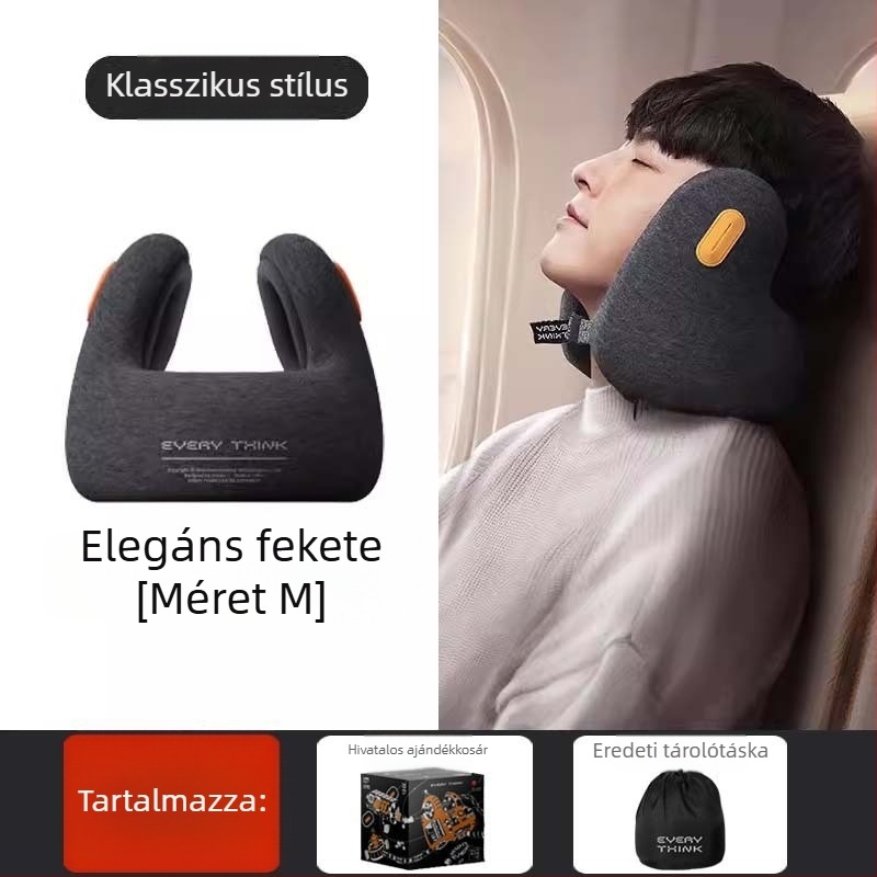 EVERYTHINK Sleep Hole E2 memóriahabos U-alakú nyakpárna utazáshoz, huzat poliészterrostos