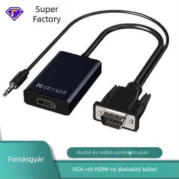 VGA–HDMI átalakító audióval, táplált, 1080P televízióhoz