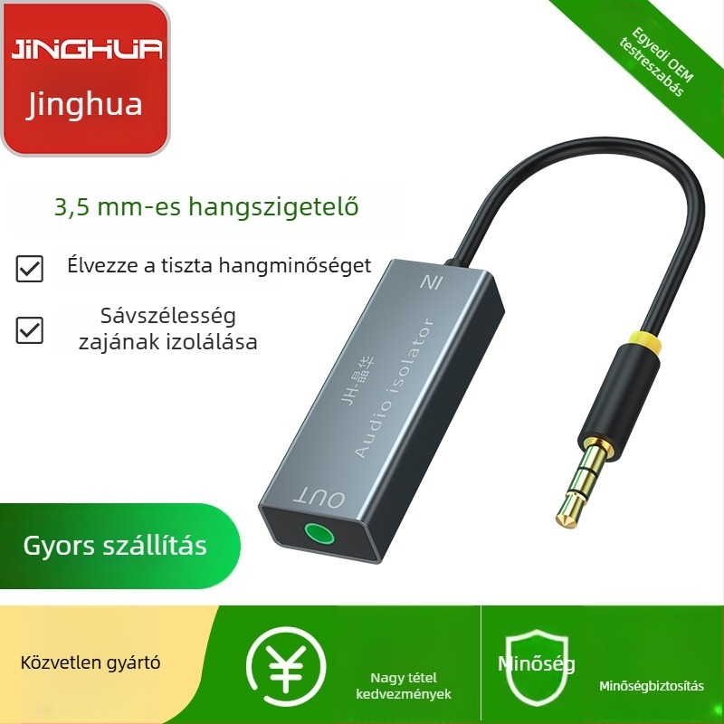 Jinghua Z100 Audio Vonaladapter közös föld zajszűréssel, 10 cm kábellel