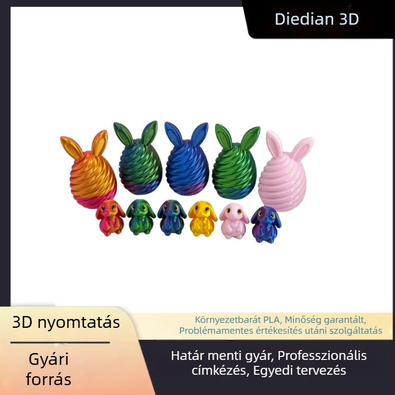 3D nyomtatott húsvéti nyuszi és tojás készlet – személyre szabott aranyos tojásdíszek, kisállat játékok
