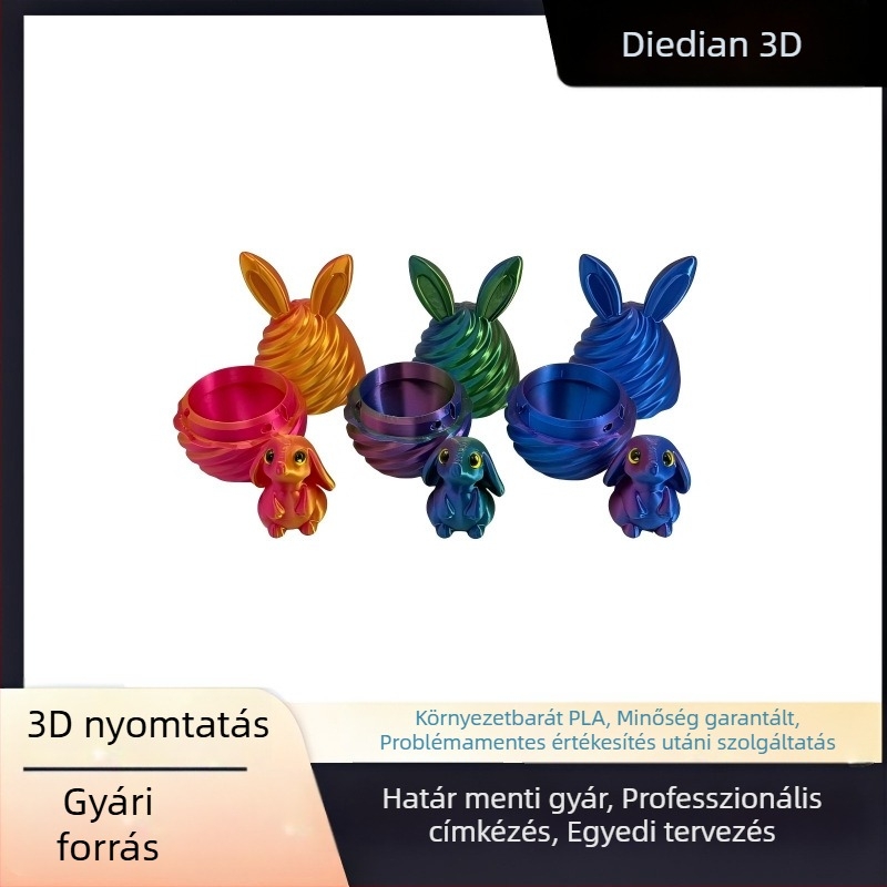 3D nyomtatott húsvéti nyuszi és tojás készlet – személyre szabott aranyos tojásdíszek, kisállat játékok