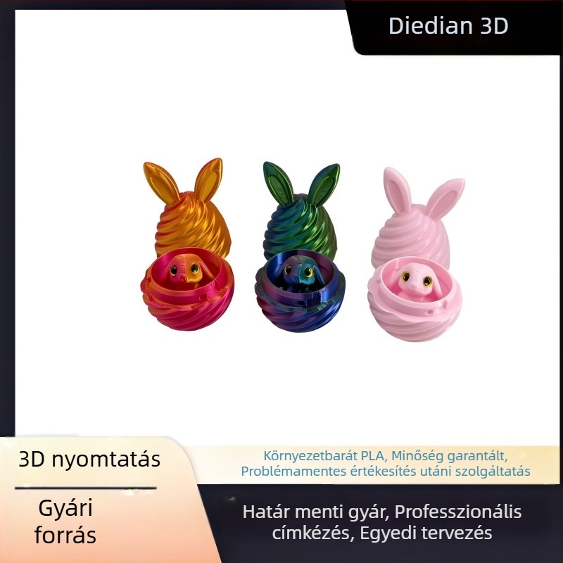 3D nyomtatott húsvéti nyuszi és tojás készlet – személyre szabott aranyos tojásdíszek, kisállat játékok