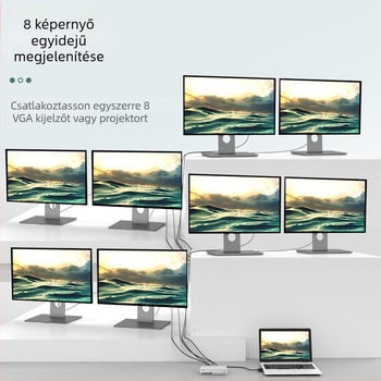 VF208 VGA osztó 1×8, nagyfelbontású VGA jel elosztása, 1 bemenet/8 kimenet