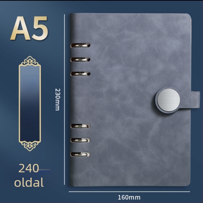 Levehető oldalú notesz ajándékcsomag, testre szabható logó, 120 oldal, 6 lyuk, erdőpapír belső
