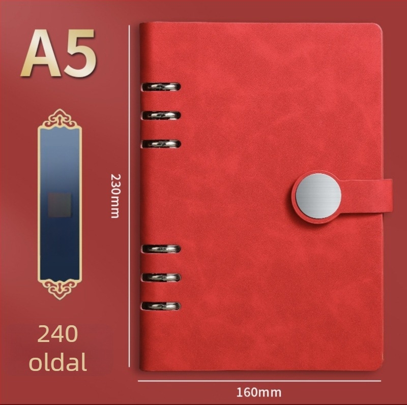 Levehető oldalú notesz ajándékcsomag, testre szabható logó, 120 oldal, 6 lyuk, erdőpapír belső