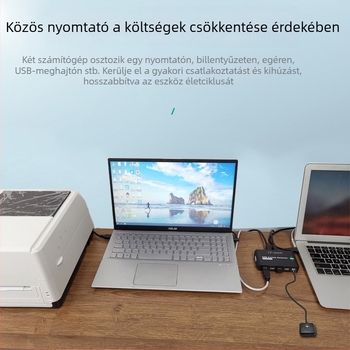 IT-U224D USB kapcsoló 2-in-4-out a billentyűzet, egér és nyomtató megosztásához két számítógép között; USB 2.0, 1,5 m kábel