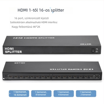 HDMI elosztó 1×16, modell E10200510, 4K×2K támogatás, Windows 7 kompatibilis, energiaellátás-kezelés
