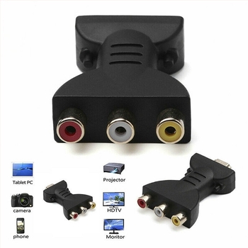 HDMI–3RCA AV videóadapter, 1920x1080 felbontás, Windows-kompatibilis, aranyozott csatlakozó, videó interfész konverzió