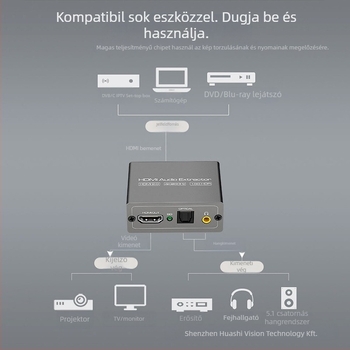 HD803 HDMI Audió Kivonó — 4K60Hz Otthoni mozihoz, 1 év garancia