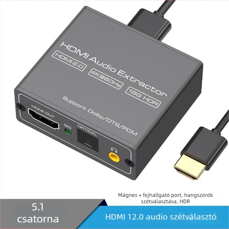 HD803 HDMI Audió Kivonó — 4K60Hz Otthoni mozihoz, 1 év garancia