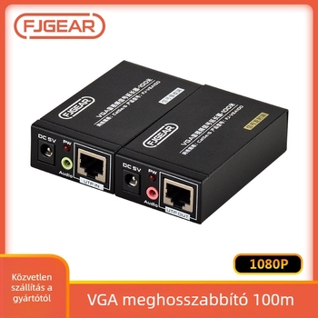 RJ45-ös VGA extender, 100 m-es A/V átvitellel, erősítőpár (FJ-VGA100)