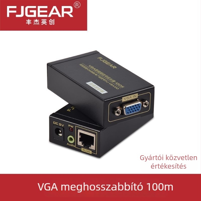 RJ45-ös VGA extender, 100 m-es A/V átvitellel, erősítőpár (FJ-VGA100)