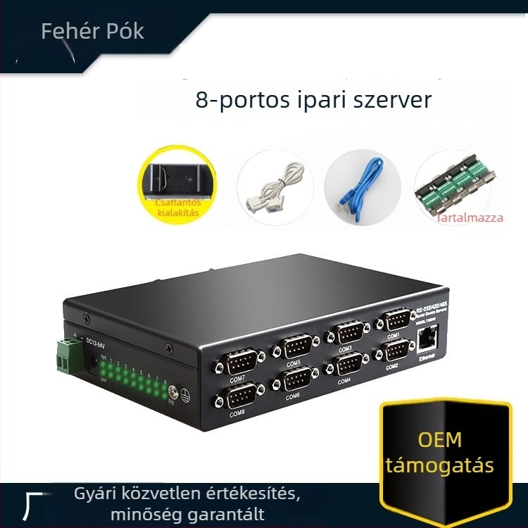8-portos soros szerver, TCP/IP a RS232/485/422-hez, modell TXI0426A11040, Windows 7 kompatibilis