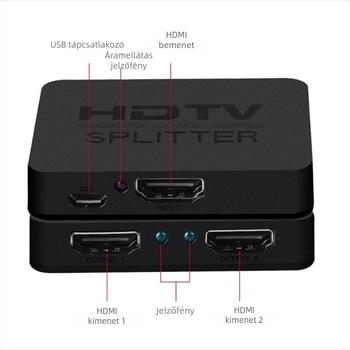 HDMI osztó 1 bemenet 2 kimenet 4K (3840x2160) RL-HSP4K12-P1