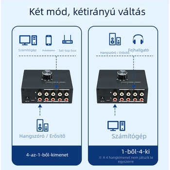 RCA 4-in-1 audió kapcsoló, modell Qrt-rl41-01, kétirányú kapcsolás, aranyozott csatlakozók