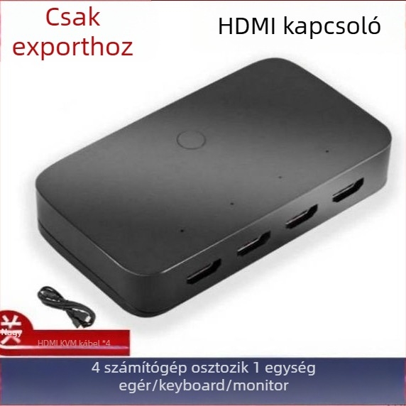 HDMI KVM kapcsoló, 4x1, 4K60Hz, Windows 7 kompatibilis, billentyűzet és egér megosztása