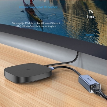 Win as KVM kapcsoló USB 3.0 Gigabites vezetékes hálózati kártya RJ-45 hub konverter laptophoz, modell Zhb5021j, Windows kompatibilis, kábelhossz 1,2 m