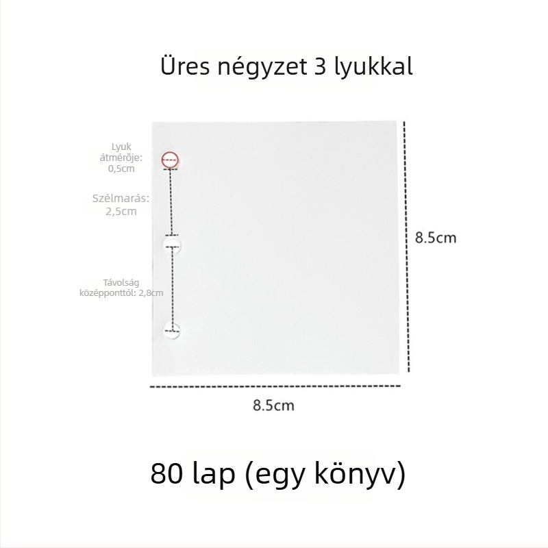6-lyukas négyzet alakú lazító lap beszúró jegyzetfüzethez, erdőpapír, 45 lap, testreszabható feldolgozás