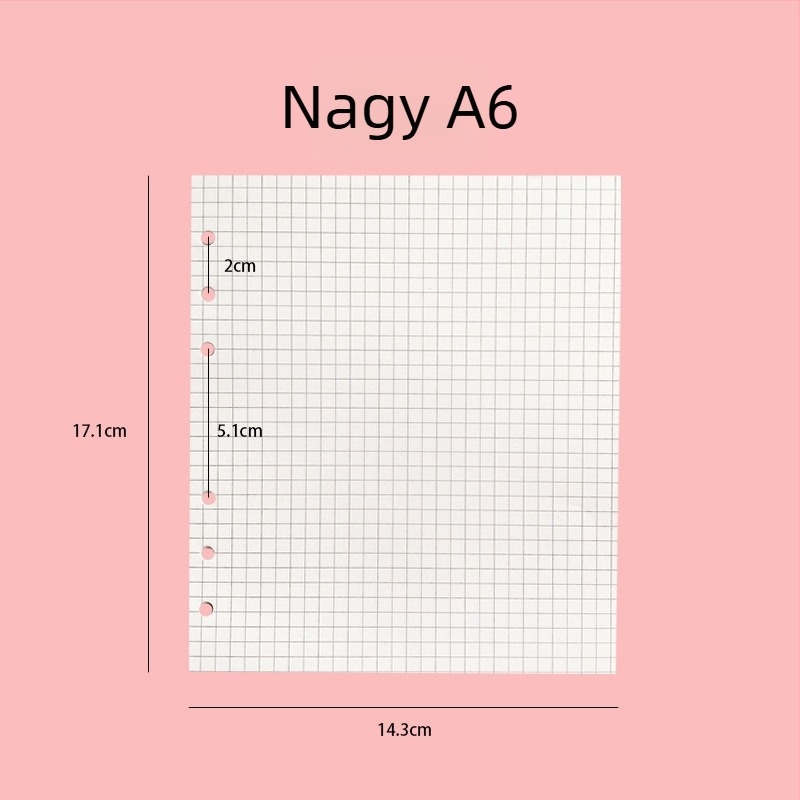 6-lyukas négyzet alakú lazító lap beszúró jegyzetfüzethez, erdőpapír, 45 lap, testreszabható feldolgozás