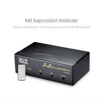 KVM kapcsoló 2x2 VGA-val, távirányítóval, 1,8 m kábel