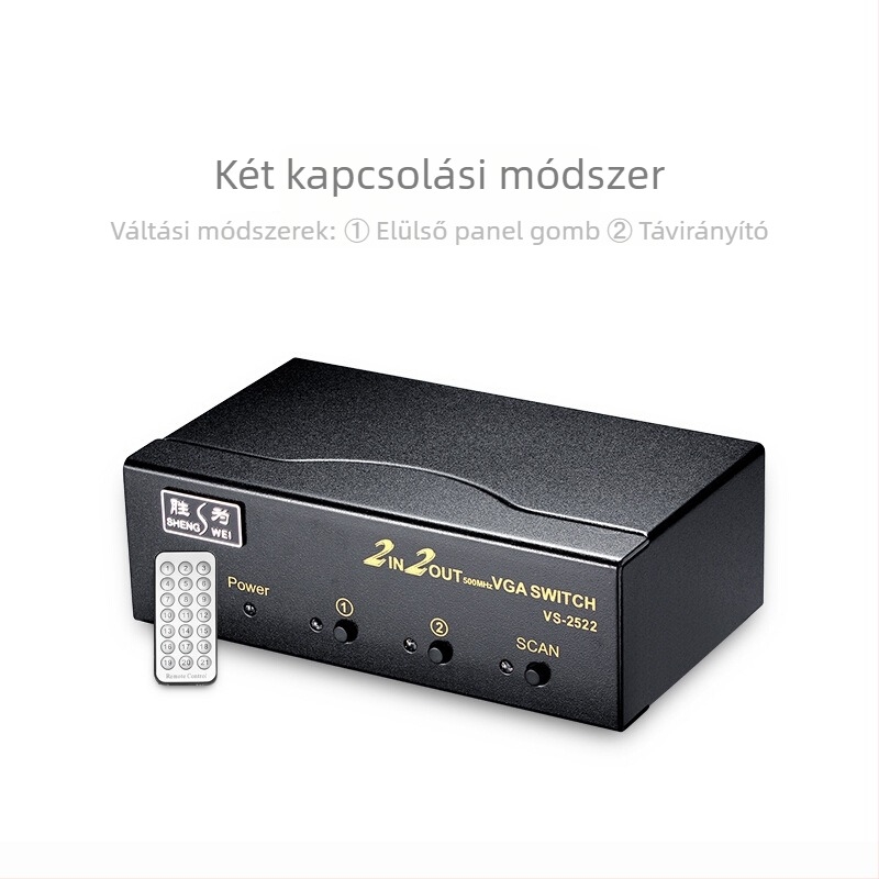 KVM kapcsoló 2x2 VGA-val, távirányítóval, 1,8 m kábel