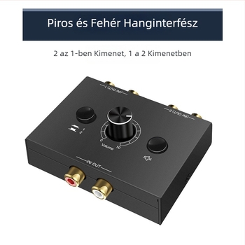 RCA hangkapcsoló, 2 bemenet-1 kimenet, 15 cm kábel, adapterkábel