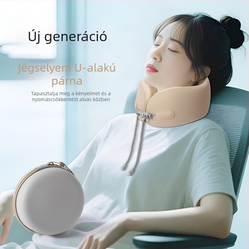 U-formájú nyakpárna memóriahab töltettel, utazáshoz (repülőgép/autó), hordozható, külső bordázott anyag + belső ice silk, modern minimalista dizájn, kód U126