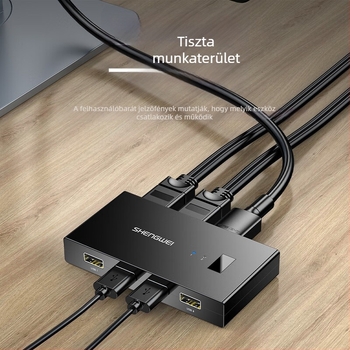 KVM HDMI kapcsoló, 2 bemenet/1 kimenet, 4K felbontás, USB billentyűzet, egér és nyomtató megosztása