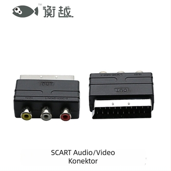 SCART–tól RCA/S-Video felé videoátalakító, európai 21‑pin csatlakozóval, Hengyue HYZ646, 2019-ben piacra dobva, OEM és magáncímke elérhető.