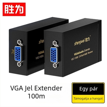 VGA bővítő RJ45-vel és hanggal, VE-1100AB modell, 1920x1440@60Hz felbontás, 1.8 m kábel