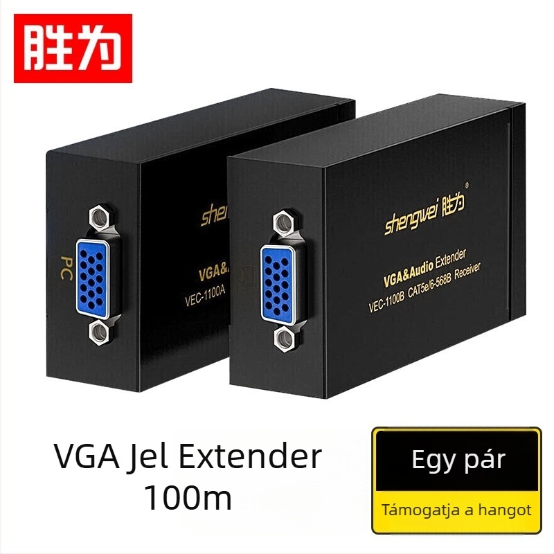 VGA bővítő RJ45-vel és hanggal, VE-1100AB modell, 1920x1440@60Hz felbontás, 1.8 m kábel