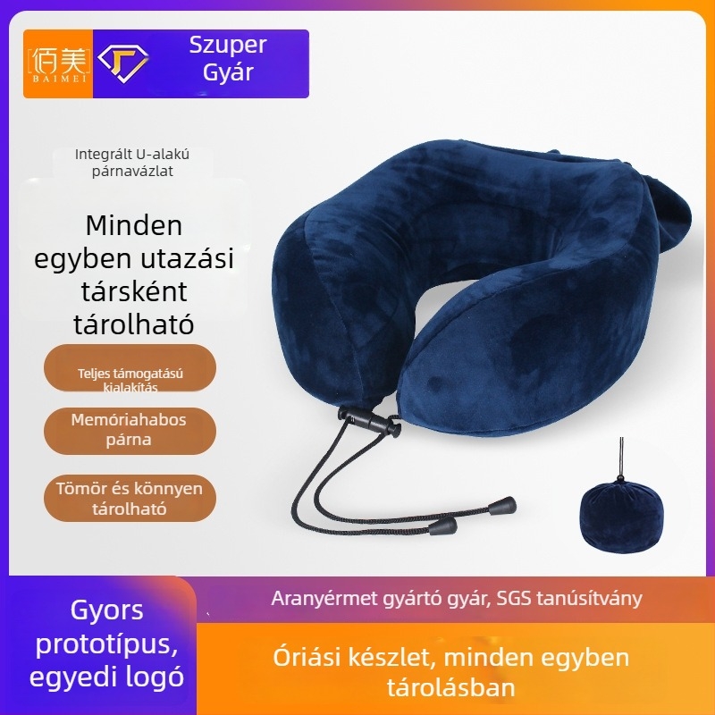 U-alakú utazó párna Memory Cotton töltettel és Memory Cotton huzattal, felnőtteknek, súly max. 1 kg