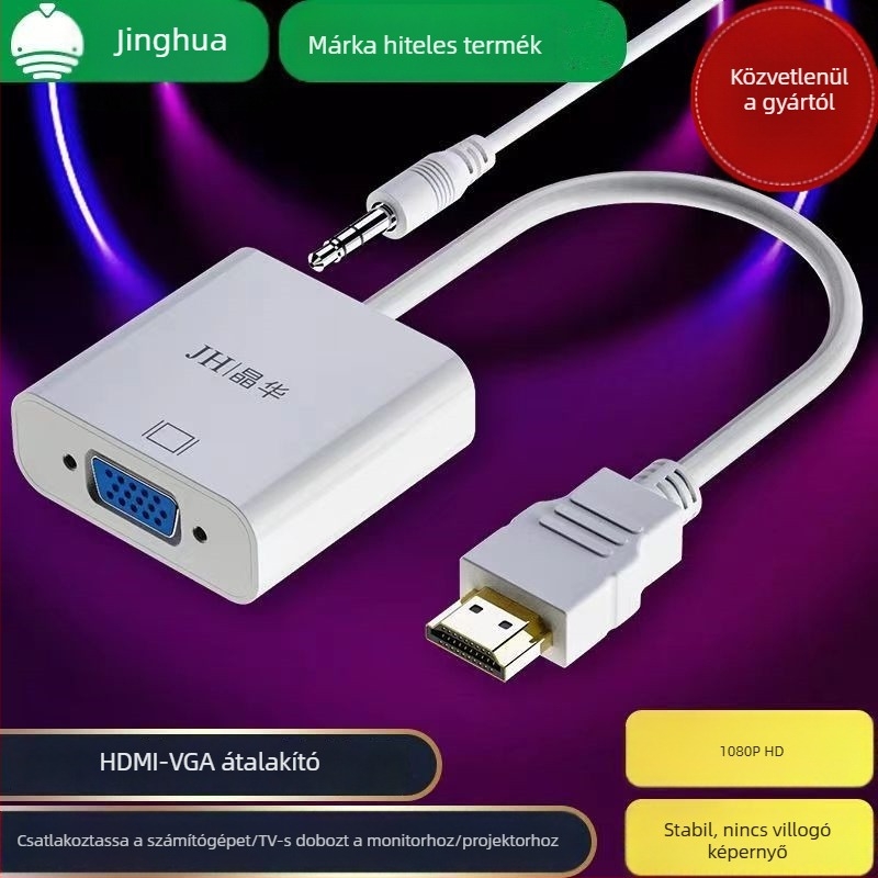 Jinghua HDMI–to–VGA audió adapter PC-től TV-ig/monitorig