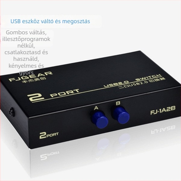 USB nyomtató megosztó hub, 1-2 eszközre, kézi kapcsoló, támogatja az USB-eszközöket
