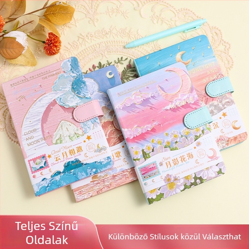 Prémium külsővel készült zsebnapló teljes színes belső oldalakkal, mágneses zár, testreszabható általános iskolás lányok számára