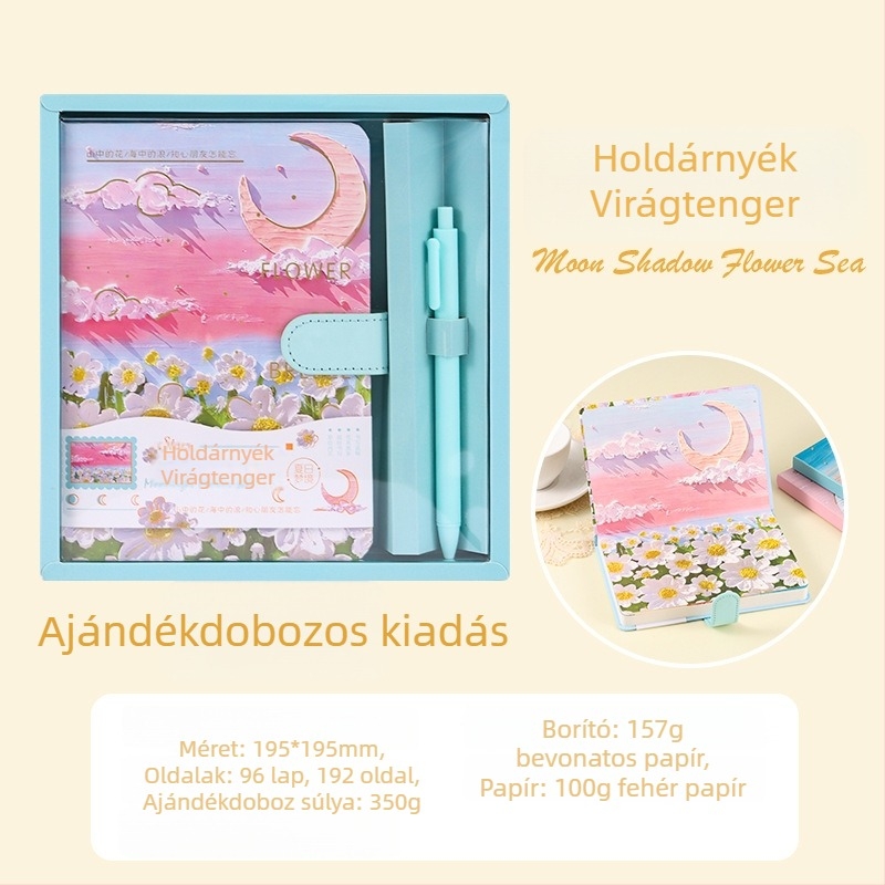 Prémium külsővel készült zsebnapló teljes színes belső oldalakkal, mágneses zár, testreszabható általános iskolás lányok számára