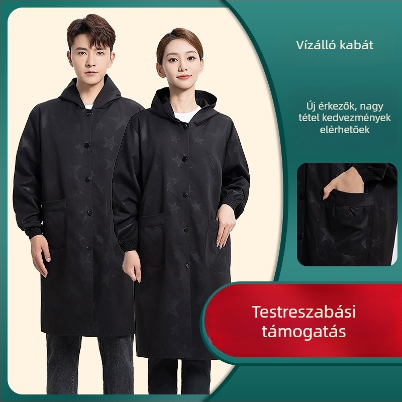 Vízálló kapucnis munkaruha smock - hosszú ujjú, poliészter anyag, poliészter bélés, négy évszakos