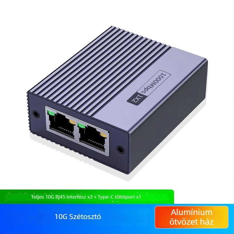 Gigabites RJ45 osztó 1–2-ig, egyidejű internet-hozzáféréshez, típus: kapcsoló/elosztó