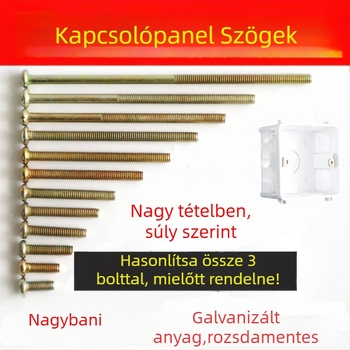 Hosszított kapcsoló- és aljzatpanel univerzális kábeldobozhoz – M4 csavarok kompatibilitás, galvanizált Q235 acél, GB5783-86 szabvány, teljesítmény 4.8