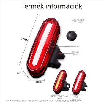 USB Sirius kerékpár hátsó lámpa útkerékpárhoz – hosszú üzemidő, riasztó fény, testreszabható beállítás