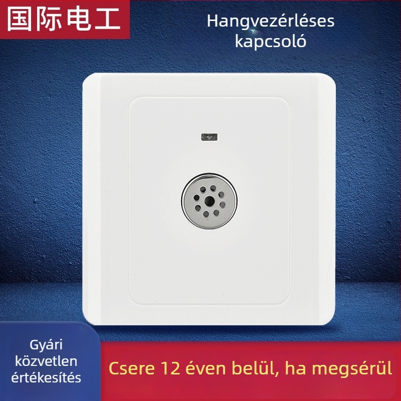 86-os típusú hangvezérelt folyosókapcsoló 60 másodperces késleltetéssel, akusztikus-optikai érzékelő panel, LED energiatakarékos izzó, feszültség 440V-ig, beltéri dekorációhoz