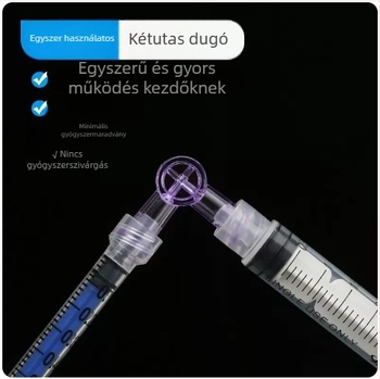 Egyszer használatos kétirányú orvosi gyógyszeradagoló egyenes áramlású szeleppel, műanyag test, kapacitás 48, márka CONPUVON/Compvo