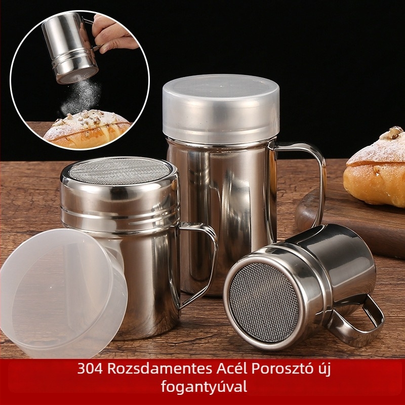 304 rozsdamentes acél poros adagoló fogantyúval és hálós szitával, kültéri barbecue ízesítéshez
