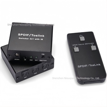 SPDIF/optikai digitális audió váltó, 2 bemenet 1 kimenet, IR funkcióval, Nk-l21 modell, Niu qiang márka, 1 m kábellel